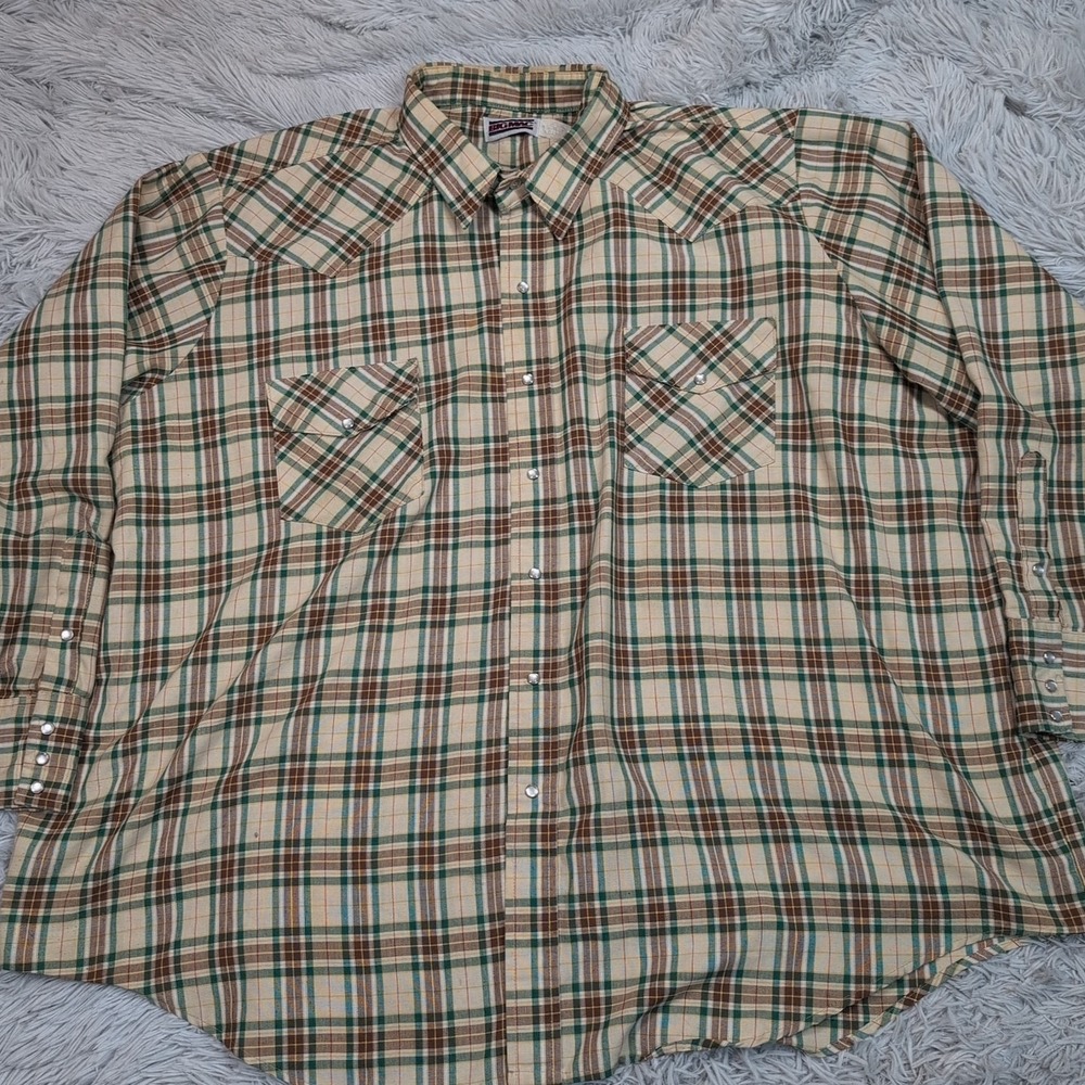 Vintage Big Mac Shirt Mens 3XL Beige‎ Western Pearl Snap Up Chore Rancher Rodeo